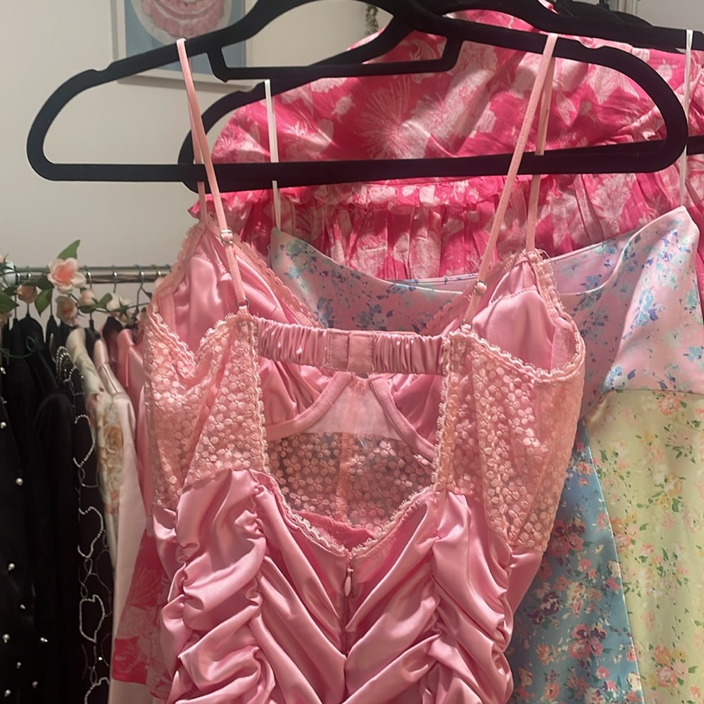 Pink Ruched Bodycon Mini Dress - Picture 9 of 11